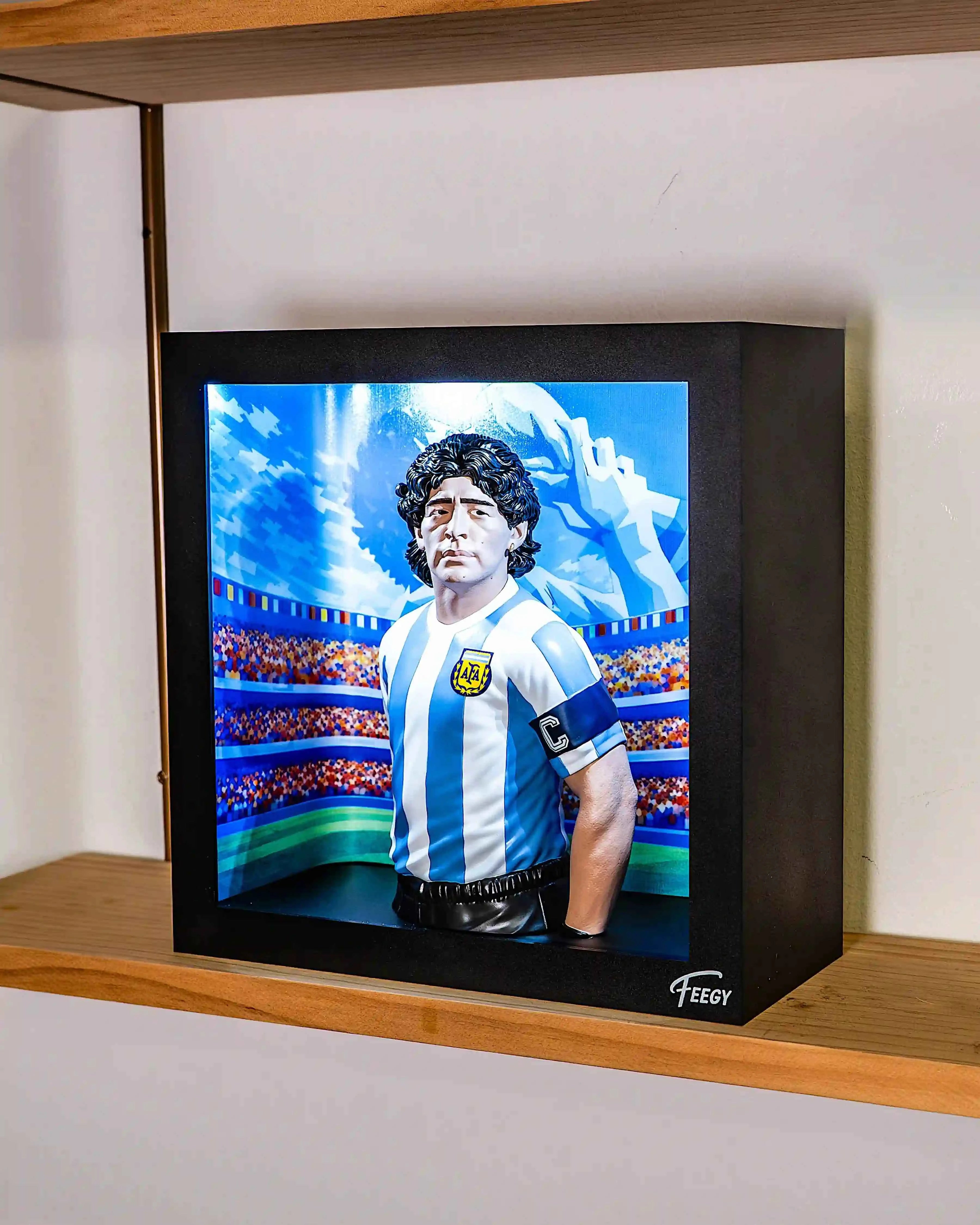 Détail du visage de Diego Maradona sur la figurine collector